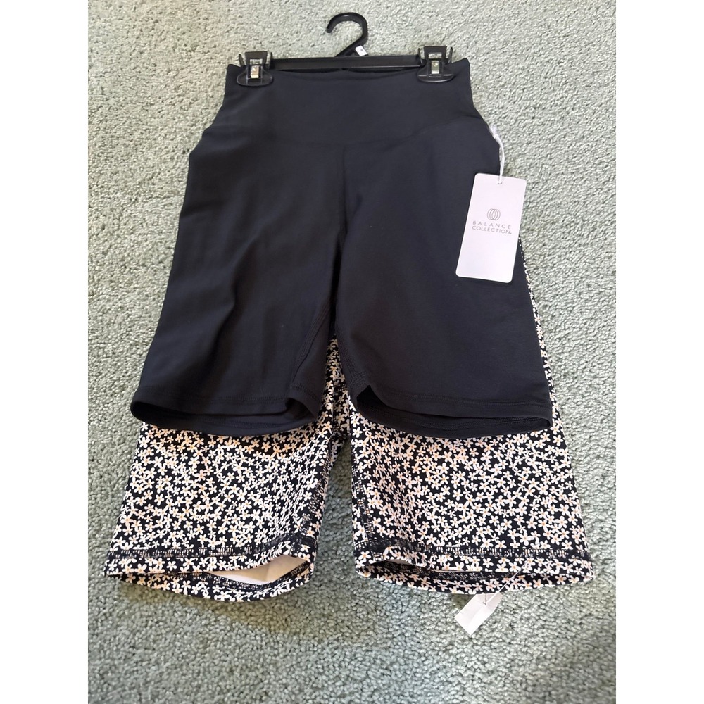 Balance Collection 2-Pack Easy Bermuda Shorts S Black/Ditsy Daisy NWT - Picture 1 of 7